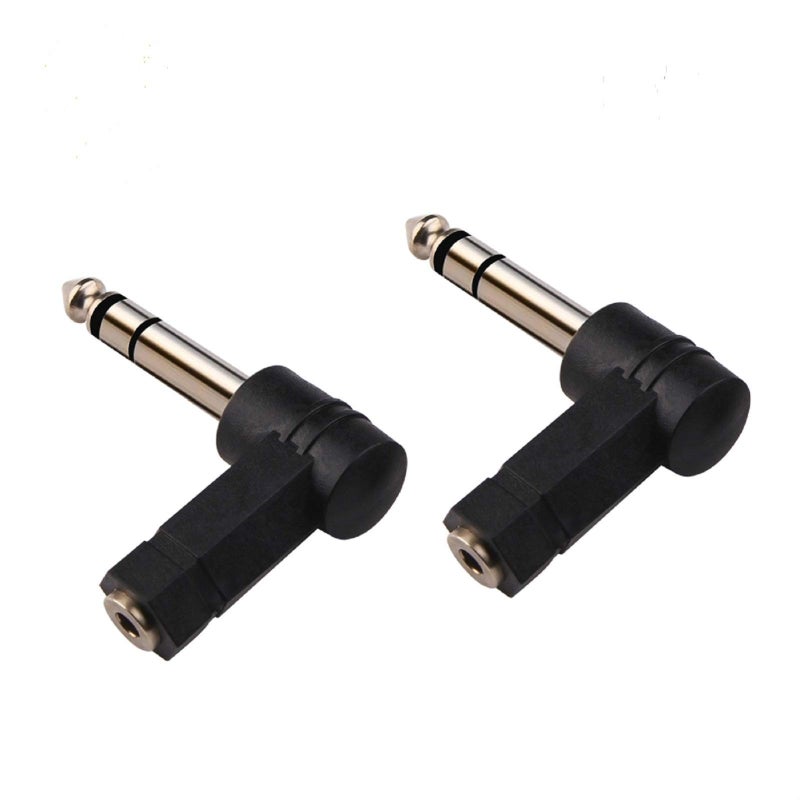 Oxsubor 1/4 Inch TRS to 3.5mm Right Angle Adapter,6.35mm Male to 3.5mm Female 90 Degree Stereo Headphone Audio Adaptor Converter Connector (1/4'' TRS Right Angle Adapter (2PCS) - Image 1
